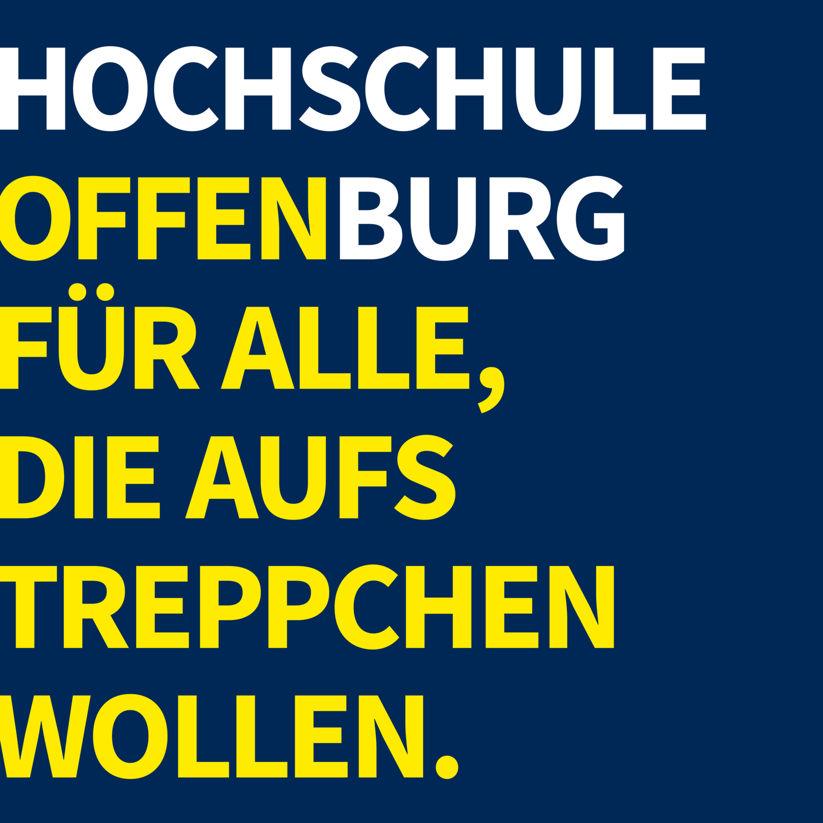 Auf blauem Hintergrund steht Hochschule Offenburg - offen für alle, die aufs Treppchen wollen.
